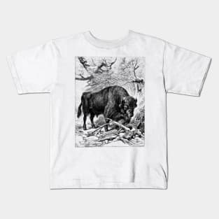 Bison Wildlife Illustration Kids T-Shirt